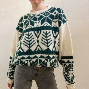 Vintage 100% Shetland Wool Oversized Nordic Ski Sweater